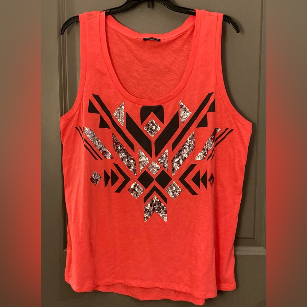 Express Boho Print Tank Top with Sequin Detailing